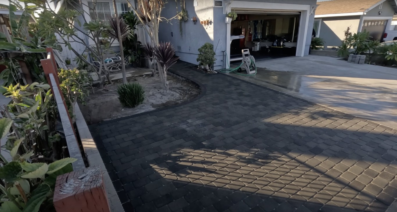 Quality concrete driveway installation with stamped pattern